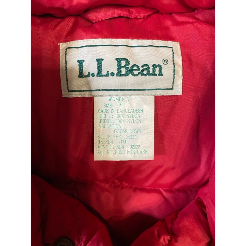 Vintage LL Bean Womens Goose Down Puffer Vest M Red News Corporation Corporate - Picture 2 of 7